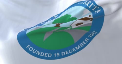 Realistic Waving City Seal Flag Animation