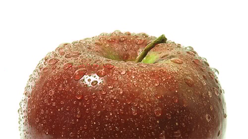 Fresh Red Apple with Water Droplets Close Up