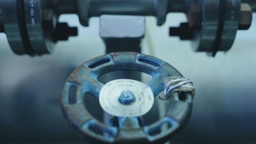 Industrial Gate Valves Closeup In The Factory