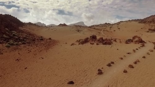 Aerial View of Stark Desert Mountain Landscape