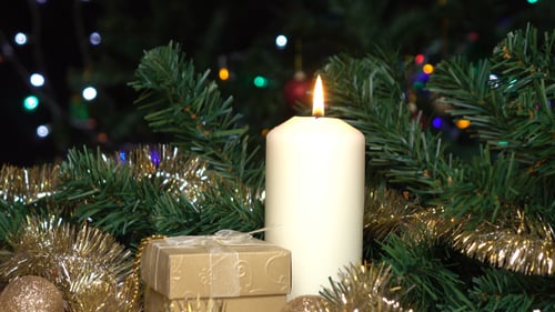 Christmas Gift Box And Candle