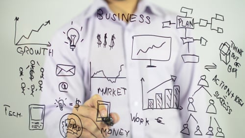 Business Plan Drawn on Clear Surface