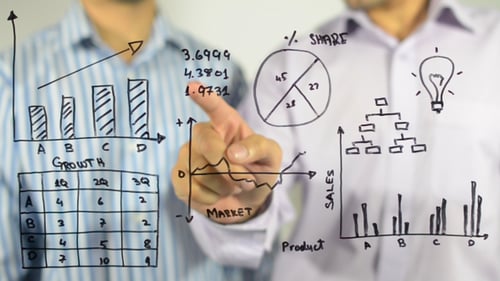 Business People Draw Data and Strategy Charts