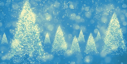 Sparkling Christmas Trees Animation with Falling Snow Background
