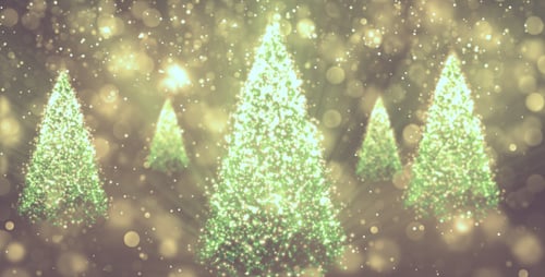 Festive Glowing Christmas Trees with Falling Glitter