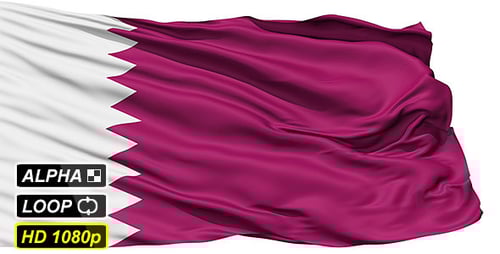 Realistic Waving Flag of Qatar Animation with Alpha Channel