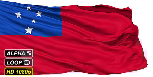Samoa National Flag Waving with Alpha Channel Loop
