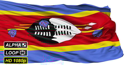 Eswatini Flag Waving Loop with Alpha Channel