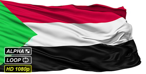 Realistic Waving Flag of Sudan Animation