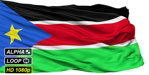 South Sudan National Flag Waving Animation with Alpha Channel
