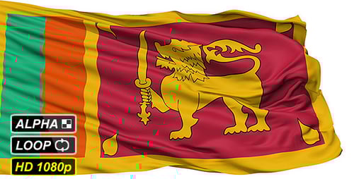 Waving Sri Lanka National Flag Seamless Loop with Alpha Channel
