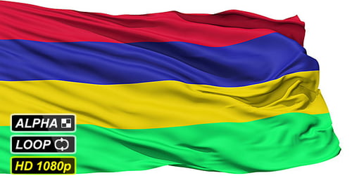 Mauritius National Flag Waving Animation with Alpha Channel