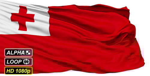 Isolated Waving National Flag Of Tonga