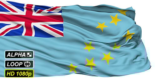 Realistic 3D Animation of the Tuvalu National Flag Waving