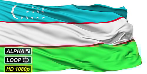 Realistic Uzbekistan Flag Waving Seamless Loop
