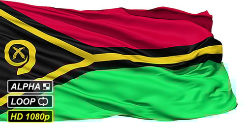 Vanuatu Flag Waving Seamless Loop with Alpha Channel