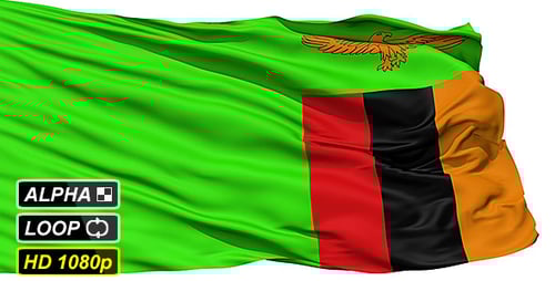 Realistic Waving Flag of Zambia Animation