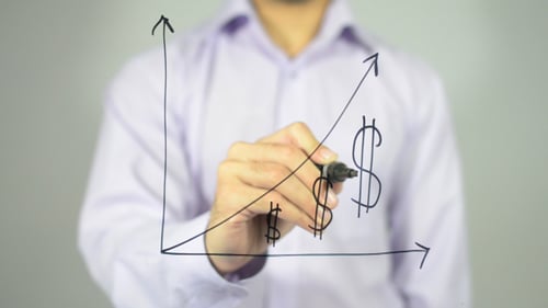 Business Growth Graph on Transparent Screen