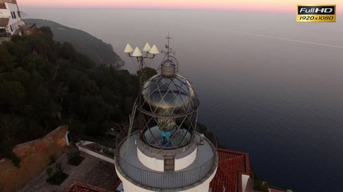 Lighthouse Aerial Shot View at Sunset