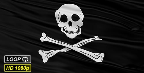 Animated Pirate Skull and Crossbones Flag Waving