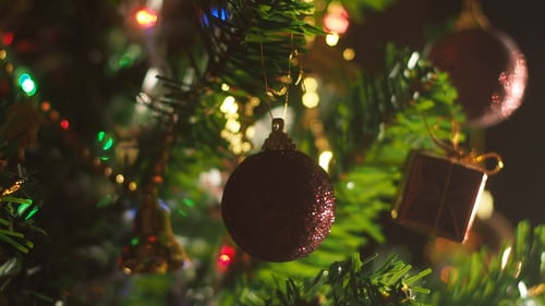Festive Christmas Tree with Ornaments and Lights