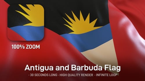 Realistic Waving Flag of Antigua and Barbuda