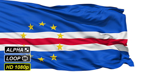 Waving Cape Verde Flag Seamless Loop with Alpha Channel