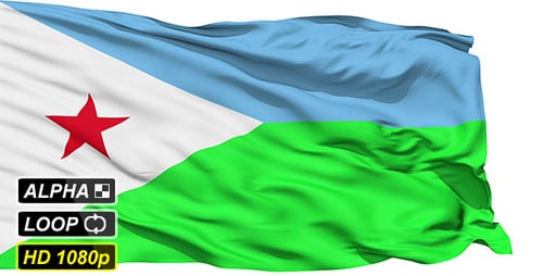 Waving Flag of Djibouti Seamless Loop with Alpha Channel