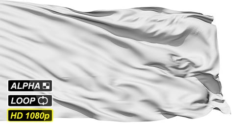 Waving White Fabric Cloth Element with Alpha Channel