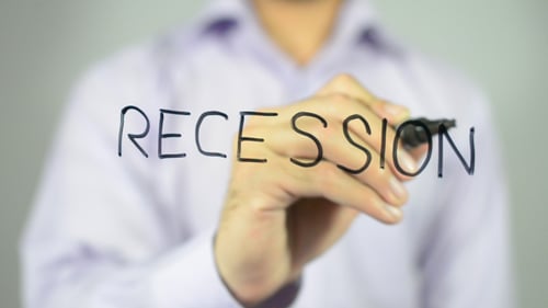 Writing "Recession" in Block Letters with Marker