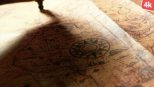 Red Marker Designating Africa on Antique Map