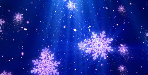 Winter Holiday Glowing Snowflakes Loop Background