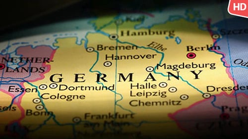Close Up of Colorful Map Showing Germany