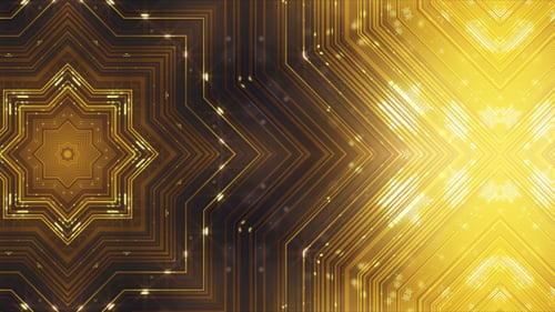 Golden Abstract Geometric Patterns with Shimmering Lines Background