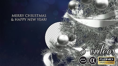 Elegant Christmas Tree Rotating with Ornaments and Snowflakes Reveal