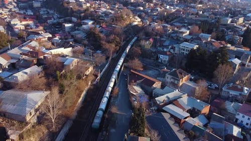 Freight Train In The City