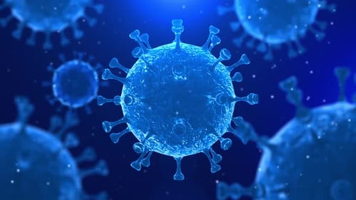 Animated Blue Virus Cells Microscopic Science Background Loop