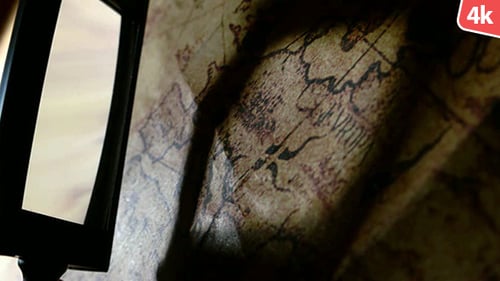 Shadows and Dim Light on Old Map