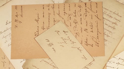 Vintage Letters and Aged Paper Close Up