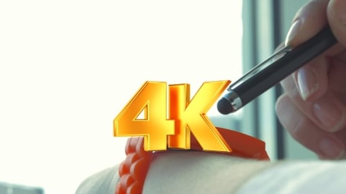 Person Using Smart Orange Wearable with Stylus