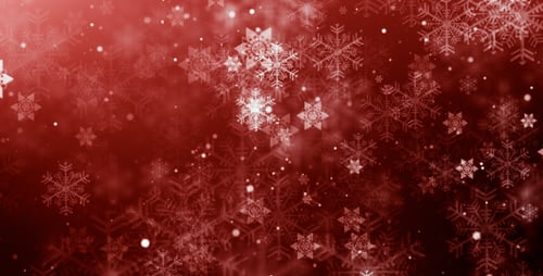 Animated Red Christmas Background with Sparkling Snowflakes
