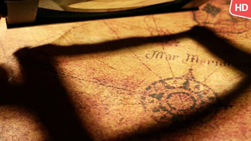 Magnifying Glass Shadow on an Antique Map