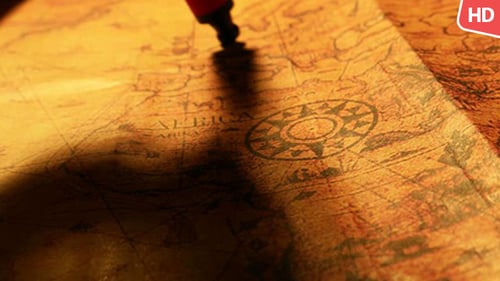 Antique Map Marked with a Red Pen