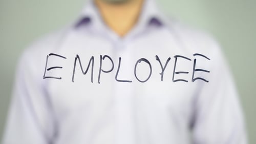 Man Writes Employee on Transparent Surface