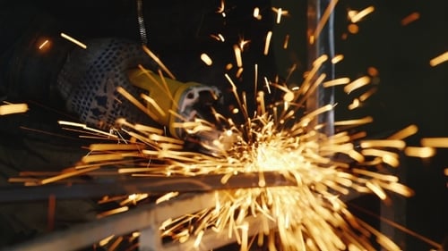 Lots Of Sparks From The Grinder