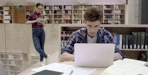 Student Boy Working With Laptop
