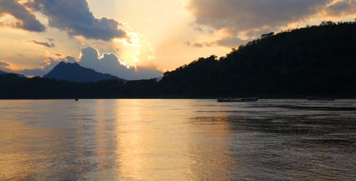 Sunset In The River With Reflex