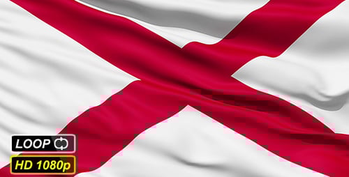 Realistic Waving Alabama State Flag Seamless Loop