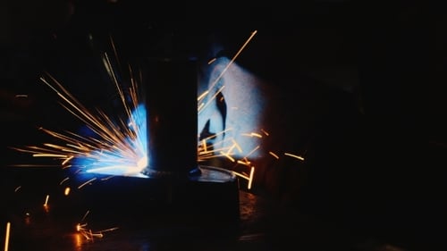Electric Welding Close - The Molten Metal And a