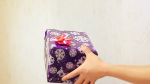 Male Hand Pass In The Box Gift Box Female Hands